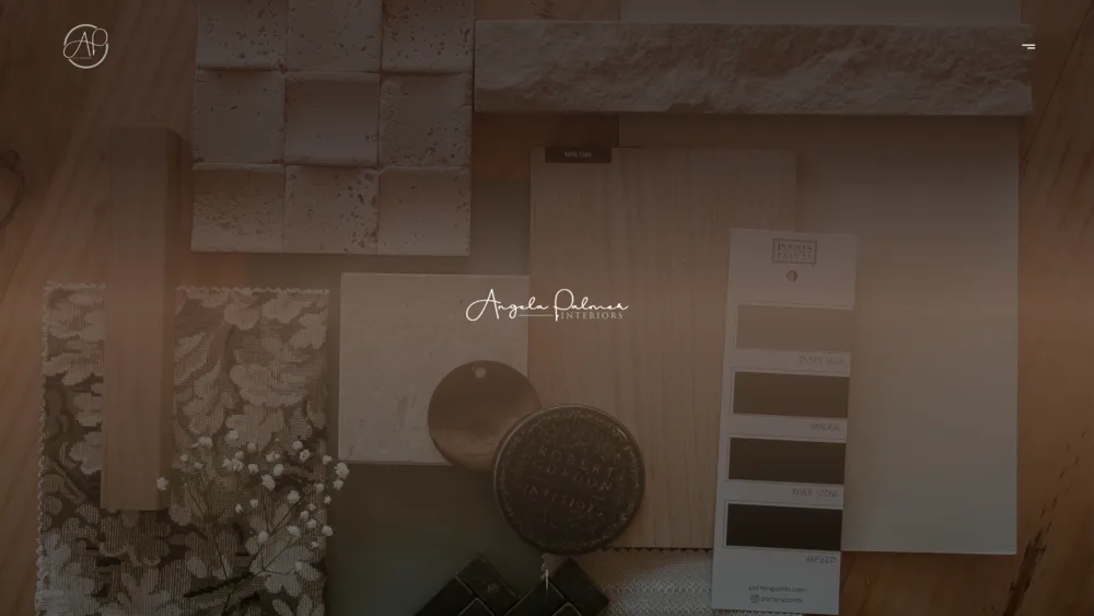 Angela Palmer Interiors website: warm, material-led interior design portfolio, built by MOGGED